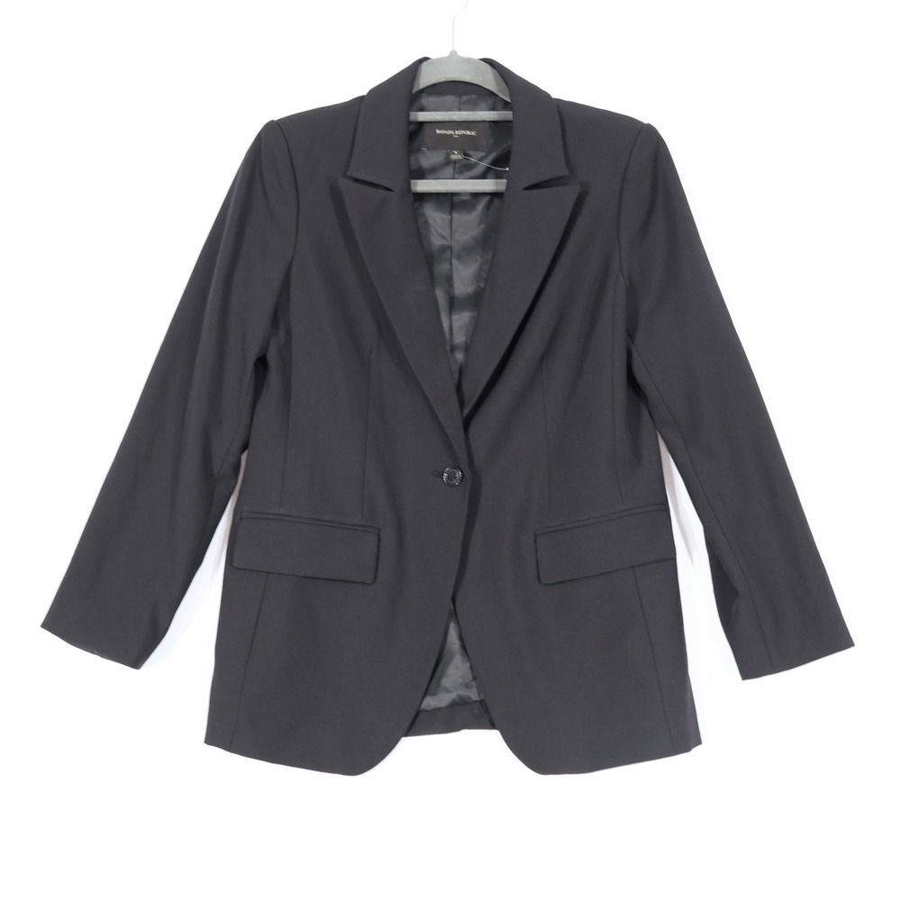 Banana Republic Blazer Women 4 Petite Black Tailored Office Work Career$160 NWT